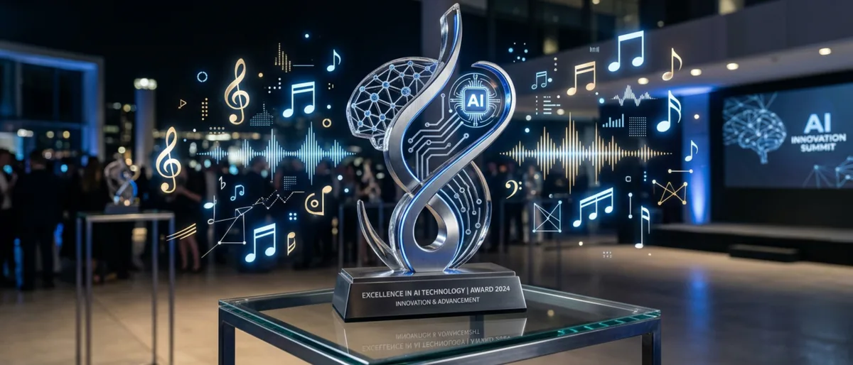 Sleek, modern trophy or award sitting on a glass pedestal
